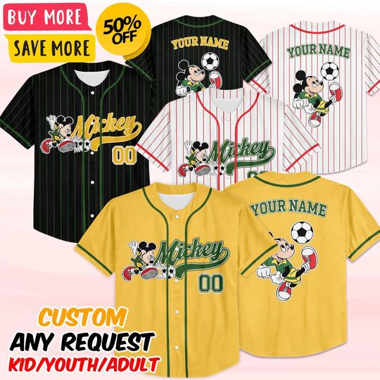 Discover Personalize Disney Mickey Play Soccer Baseball Kid Youth Adult Disney Jersey, Baseball Jersey, Mickey Mouse Jersey, Gift for Disney Fans