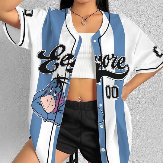 Discover Custom Name & Number Disney Eeyore Winie The Pooh Simple Baseball Collection, Choose Style Jersey Disneyland Birthday Gift