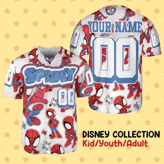 Discover Personalized Spidey And His Amazing Friends Baseball Jersey, Custom Spidey Baseball Jersey Kids, Youth, Adult, Spiderman Birthday Boy Jersey