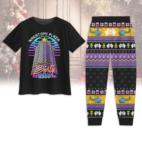 Nakatomi Plaza Christmas Party 1988 Pajamas, Die Hard Yippee Ki Yay T-Shirt Pants Pajamas