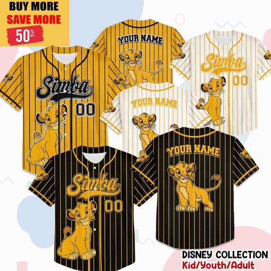 Discover Personalize Disney The Lion King Simba Striped Black, Disneyland Baseball Team Jersey, The Lion King Jersey, Birthday Gift For Fan Disney