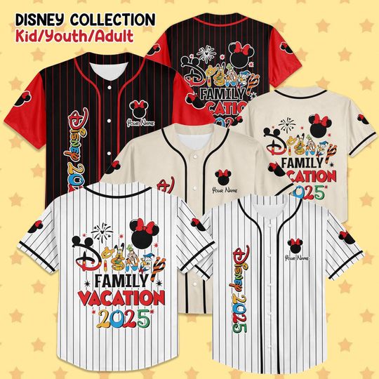 Discover Personalized Disney trip 2025 Baseball Jersey, Family trip Choose Style Jersey Disneyland Birthday Gift For Kid Youth Adult