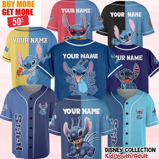 Discover Custom Disney Stitch Special Simple Baseball Collection, Baseball Jersey Collection Choose Style Jersey Disneyland Birthday Gift