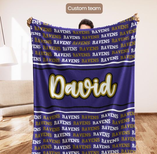 Discover Custom Baltimore Football Blanket, Purple & Black Fan Gift, Tailgate Sports Throw, Man Cave Decor, Gift for Husband, Football Lover Blanket