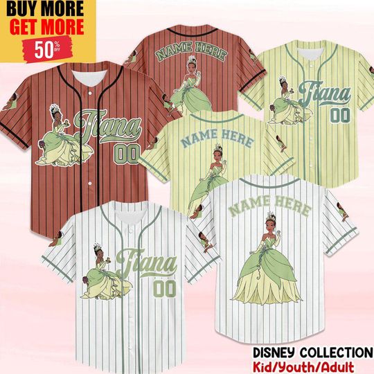 Discover Custom Disney Princess Baseball Jersey, Personalized Kids and Adult Disney Gift, Unisex Fan Apparel