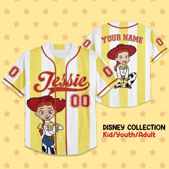 Discover Custom Toy Story Jessie Baseball Jersey, Matching Baseball Team Outfit, Adult Youth Kids Jersey, Toy Story Jersey, Jersey for Disney Fans