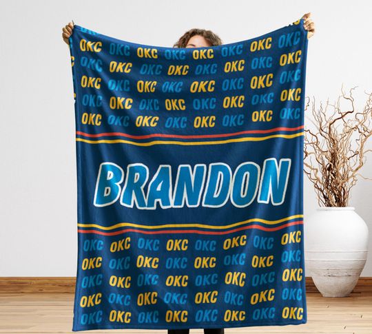 Custom OKC Gift Blanket, Oklahoma Sport Fan Gift, Sports Lover Dad, Personalized OKC Gift, Stadium Blanket for Husband,Father's Day Gift