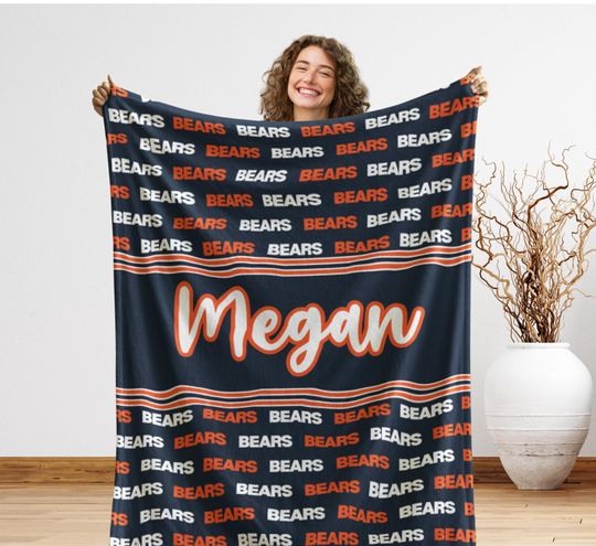 Custom Chicago Gift Blanket, Holiday Sports Decor, Man Cave Blanket, Christmas Gift for Husband, Football Lover Gift