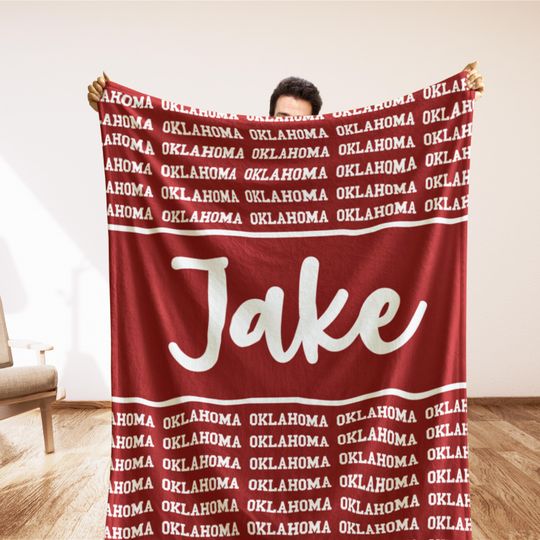 Custom Oklahoma Gift Blanket, Graduate Gift, Sports Fan Gift, Dorm Room Decor, Tailgate Essential, Oklahoma Personalized Gift