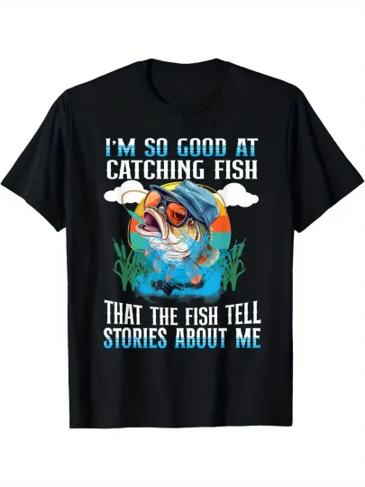 Discover Men's T-Shirt Fish Story Catching Fish