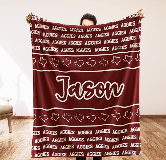 Discover Personalized College Blanket, Texas Football, Holiday Gift for Him, Christmas Blanket for Son, Fathers Day Gift