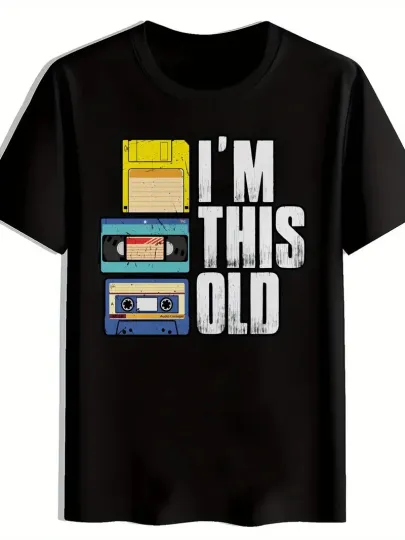 Discover Men's Vintage I’M THIS OLD Cassette Graphic T-Shirt - Black Retro Music Tee