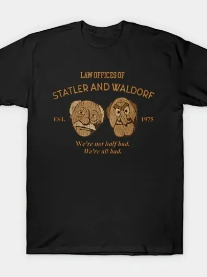 Men's Retro 70s Statler and Waldorf Graphic T-Shirt - Casual Black Tee