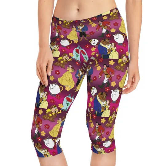 Beauty & The Beast Women's Capri Leggings, Gift for Her