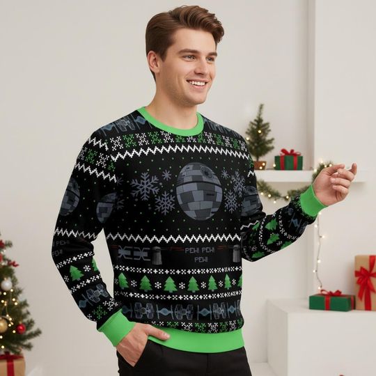 Discover Star Wars Christmas Ugly Sweater, Death Star Holiday Sweater, Movie Christmas Sweater For Men And Women, Xmas Gift