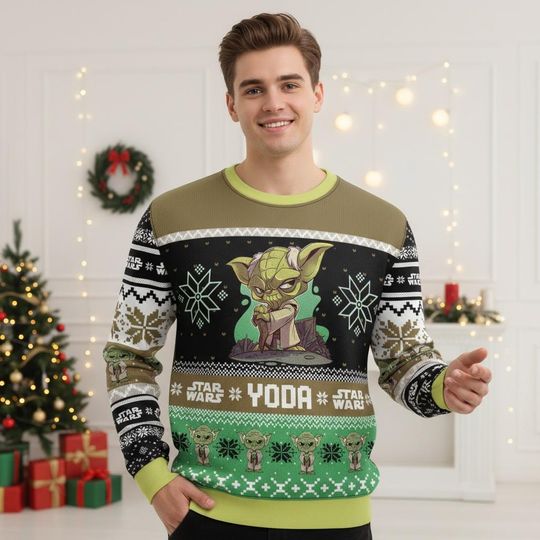Discover Star Wars Christmas Ugly Sweater, Yoda Holiday Sweater, Movie Christmas Sweater For Men And Women, Xmas Gift