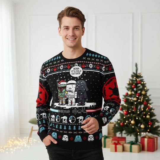 Discover Star Wars Christmas Ugly Sweater, Boba Fett Holiday Sweater, Movie Sweater For Men And Women, Xmas Gift