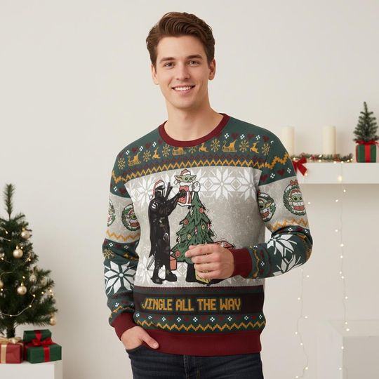 Discover Star Wars Christmas Ugly Sweater, Mandalorian Holiday Sweater, Movie Christmas Sweater For Men And Women, Xmas Season Gift
