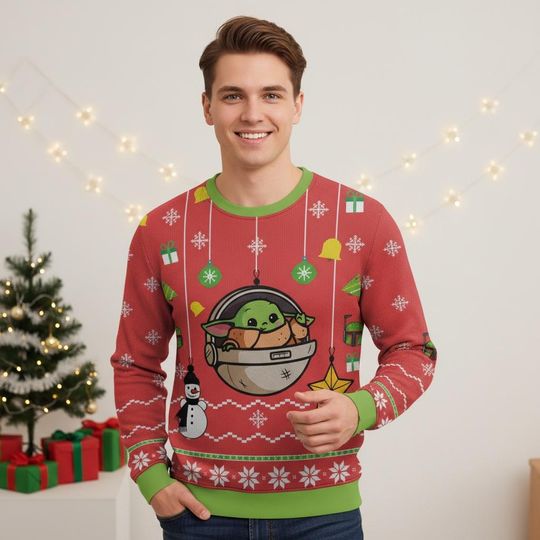 Discover Star Wars Christmas Ugly Sweater, Baby Yoda Holiday Sweater, Cute Christmas Sweater For Men And Women, Festive Xmas Gift