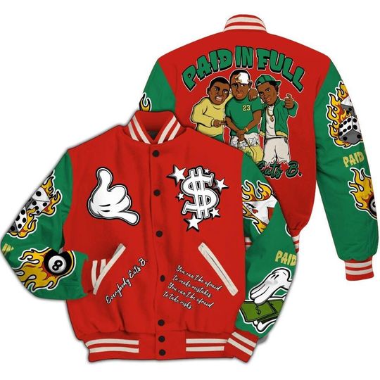 Discover Varsity Jacket To Match Retro El Vuelo 3s- Everybody Paid In Full Graphic Printed