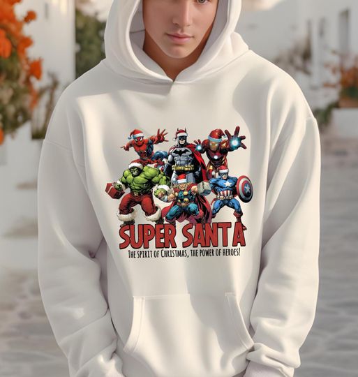 Avengers Super Santa Christmas Crewneck, Marvel Super Heroes Xmas Party Hoodie, Marvel Holiday Trip Sweater, Marvel Fans Holiday Gift