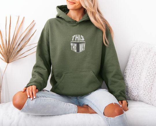 Discover Mandalorian This Is The Way Embroidered Hoodie, Star Wars Disney Hoodie, Inspirational Quote Hoodie, Star Wars Fan Hoodie