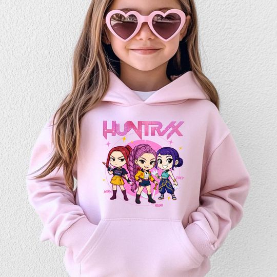 Discover Huntrix Demon Hunters Sweatshirt, Halloween Sweatshirt, Back to School Hoodie, Birthday Gift, Kpop Huntrix Hoodie, Saja Boys Sweatshirt
