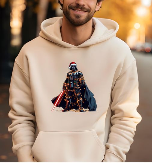 Star Wars Characters Christmas Sweatshirt, Galaxy Edge Xmas Lights Sweaters, Star Wars Fans Hoodie Vader Boba Fett Han Solo Leia Luke R2D2