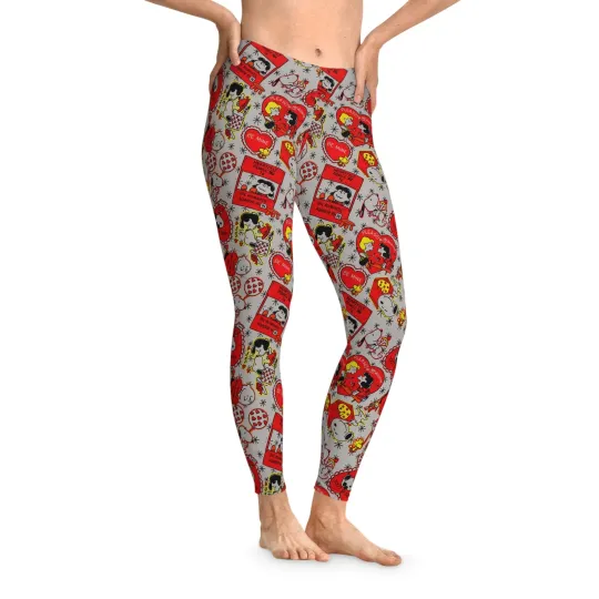 Discover Charlie Brown Valentines Stretchy Leggings, Gift for Her