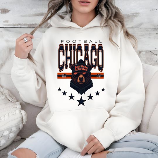 Chicago Football Mascot Graphic Shirt, Chicago Bear Mode Fan Sweatshirt, Illinois Game Day Retro Vintage Hoodie, Chicago Team Spirit Mascot