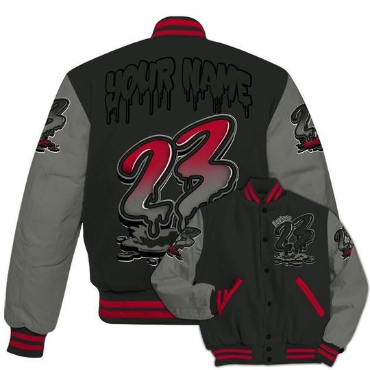 Discover Varsity Jacket To Match Shadow 2025 10s - Custom Name 23 Drip Sludges All Over Print Varsity Jacket