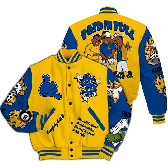 Varsity Jacket To Match High Laney 1s - Everybody Paid In Full Graphic All Over Print Varsity Jacket