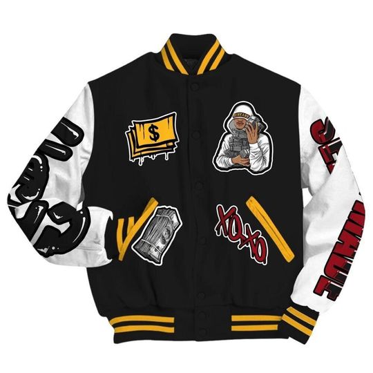 Varsity Jacket To Match White Taxi 12s - Selfmade Unique All Over Print Varsity Jacket