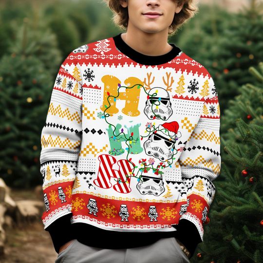 Discover Stormtrooper Ho Ho Ho Ugly Christmas Sweater, Stormtrooper Christmas Sweater, Starwar Sweater, Funny Christmas Sweater