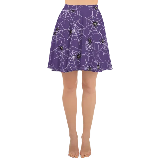 Discover Spider Web Custom Print Purple Skater Skirt Cute Spider Goth XS-3XL