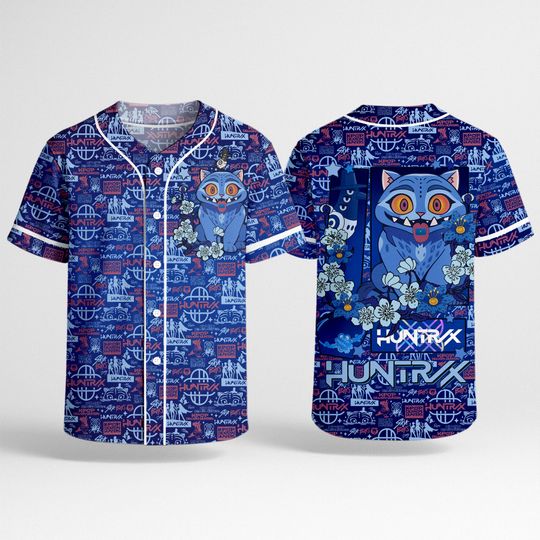 Derpy Tiger Baseball Jersey, Blue Tiger Shirt, Demon Hunter Tiger Top, Graphic Streetwear Tee