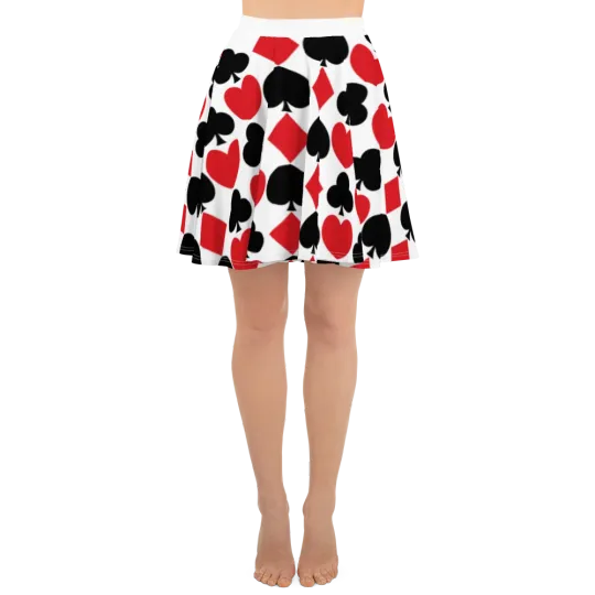 Playing Cards Suits Poker Skater Skirt, Gift for Her