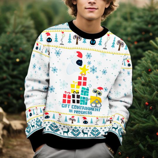 Discover Wall E And Eve Christmas Ugly Sweater, Animation Movie Christmas Sweater, DisneyChristmas Group Shirt, Disneyland Xmas Sweatshirt