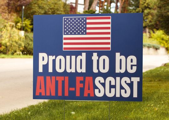 Discover Proud ANTIFA Yard sign Anti Fascism Protest Sign Anti Authoritarian Dictator MAGA Trump Sign American Flag Yard Sign