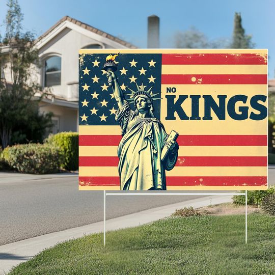 Discover No Kings anti-trump Yard Sign with metal H stake, Protest Liberty, Anti Authoritarian Protest sign, anti trump garden decoration, political