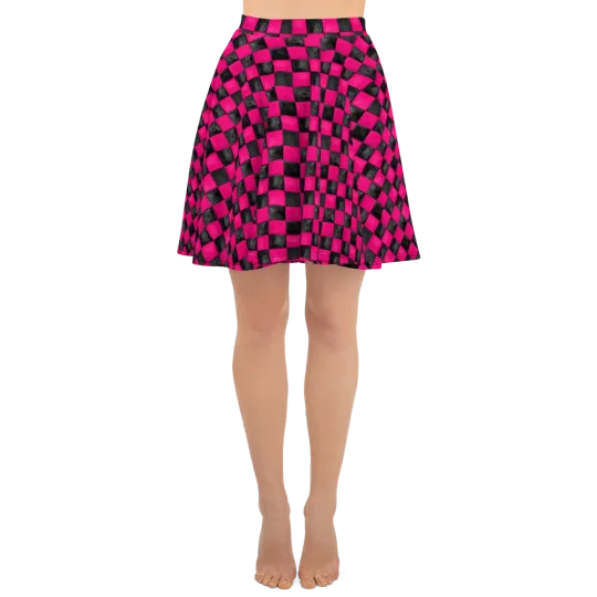 Checkerboard Retro Skater Skirt, Gift for Her