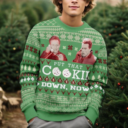Discover Jingle All The Way Put That Cookie Down Ugly Christmas Sweater, Funny Movie Quote Jumper, Holiday Pullover, Christmas Gift for Family 2025
