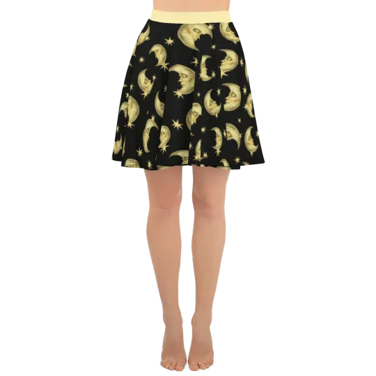 Moon and Stars Skater Skirt, Gift for Her