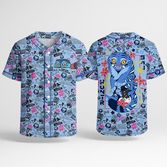 Derpy Tiger Baseball Jersey, Graffiti Kpop Jersey Shirt, Demon Hunter Streetwear Top, Huntrix Kpop Gift Tee
