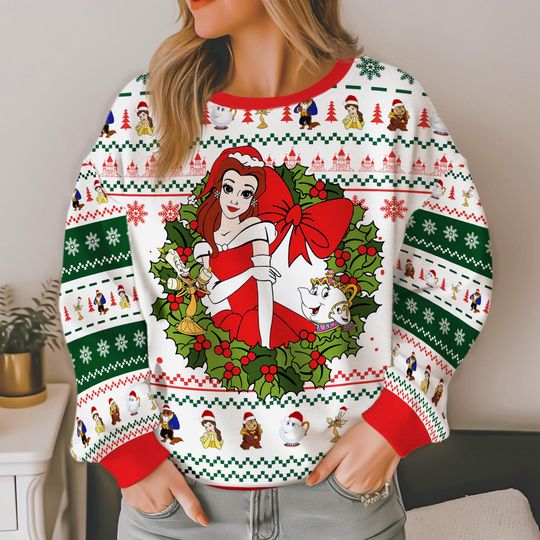 Discover Beauty And The Beast Ugly Sweater, Belle Princess Christmas Sweater