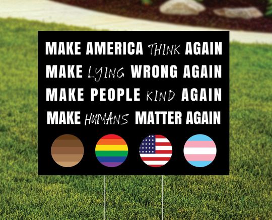Discover Anti Trump Yard Sign - Double Sided with Wire Stake Included - Liberal Protest - LGBTQ Lawn Sign - FREE Shipping