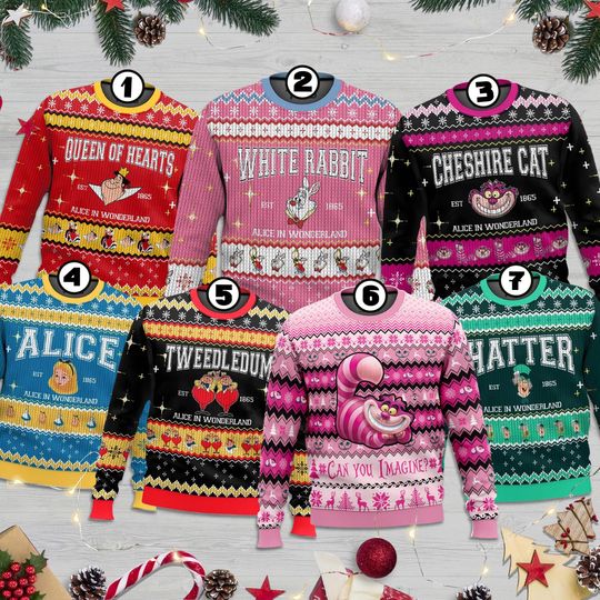 Discover Alice in Wonderland Ugly Christmas Sweater, Alice in Wonderland Christmas Party