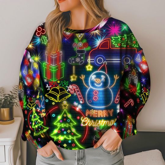 Discover Christmas Bright Neon Lighting Ugly Sweater