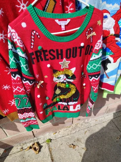 Discover Ugly Christmas Sweater Juniors Size XL No Boundaries Grumpy Cat Fresh Out Of