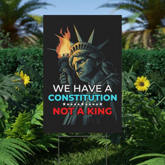 Discover We Have a Constitution Not a King Sign, Democracy Over Dictatorship, Political Yard Sign, Anti Trump, Patriotic Yard Sign, Metal Yard Sign